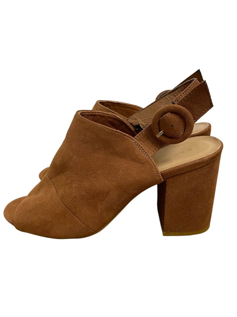 Brown Faux Suede Slingback Block Heel Sandals Size 9 / EU 39